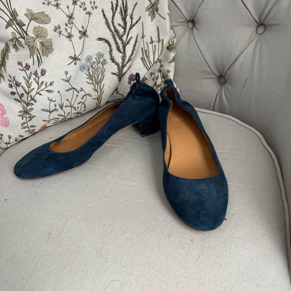 J. Crew Blue Suede Low Heel Women's Shoes